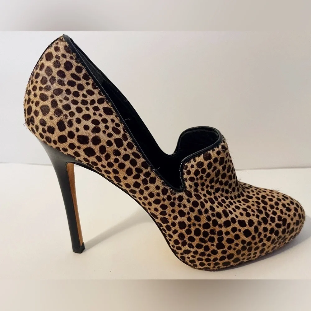 Y2K Ann Taylor Fur Cheetah Print Platform Heels Fall Chic Office Holiday Party